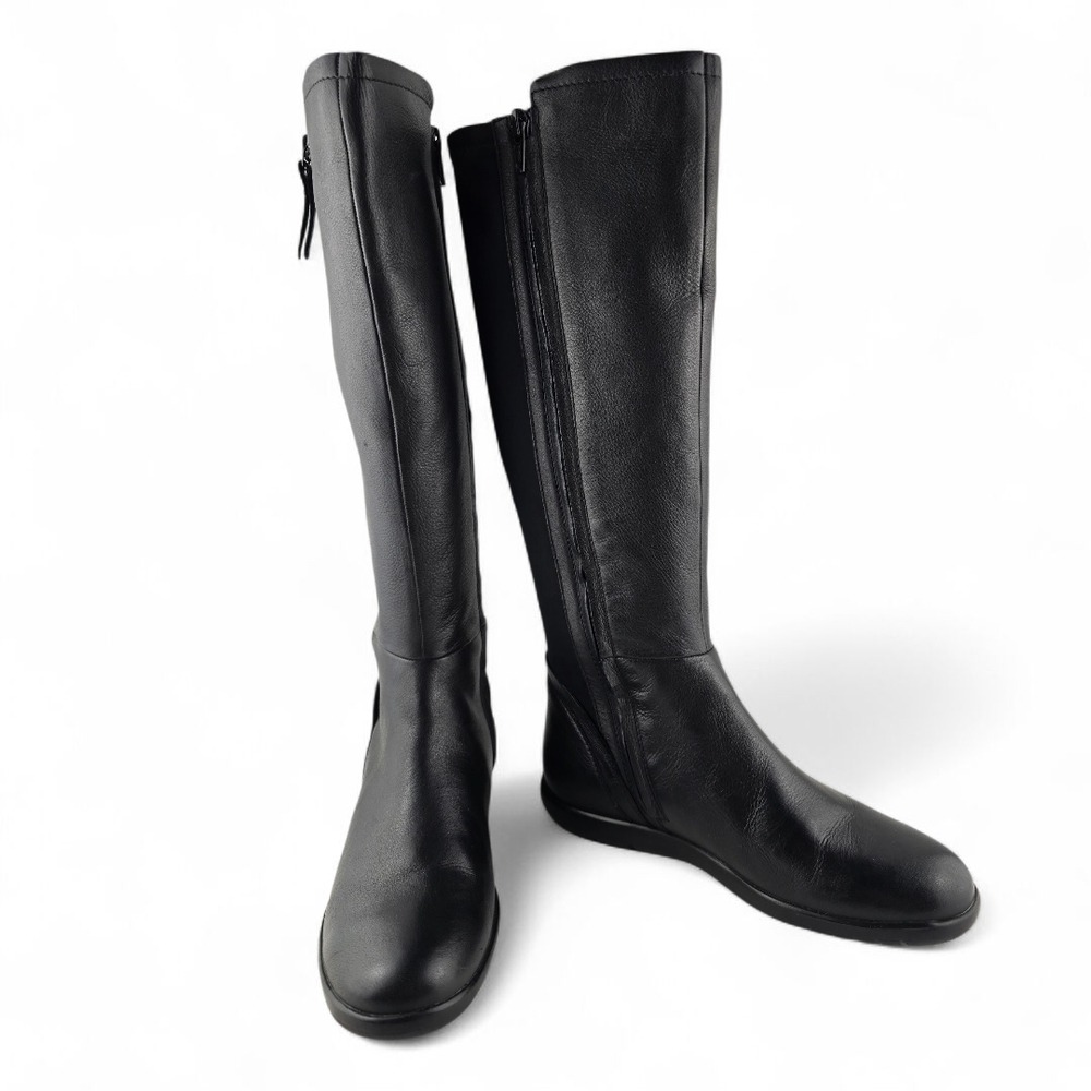 NWT Geox Women's Black Nappa Leather & Elastane Tall Breathable Boots 6